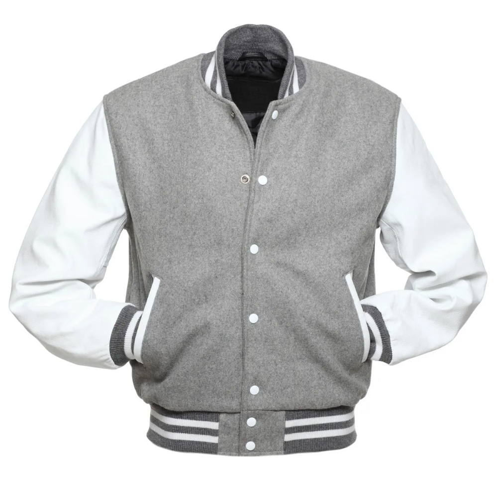 GREY WOOL/WHITE LEATHER  NEW VARSITY JACKET image 0