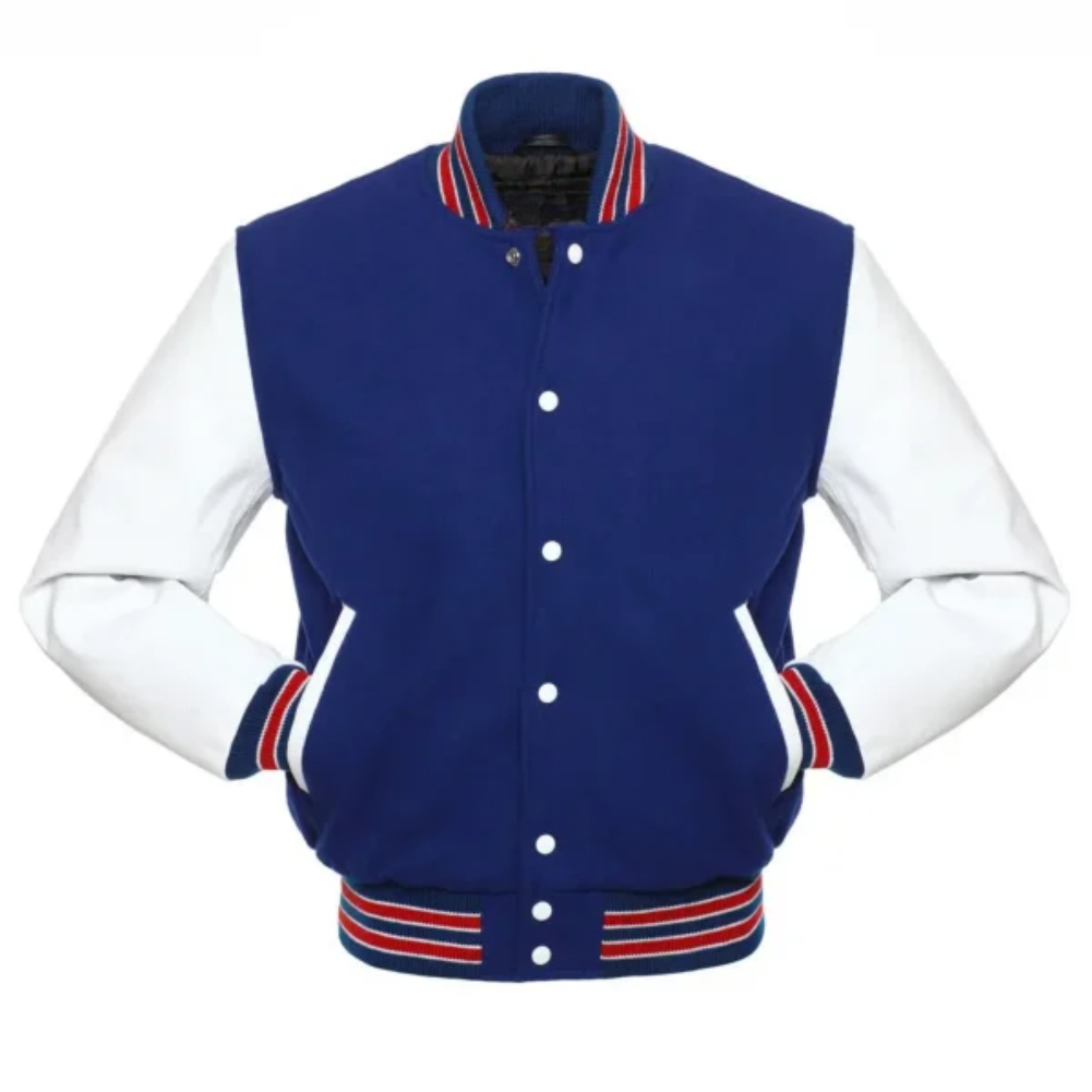 Royal Wool White Leather New Varsity Jacket image 0