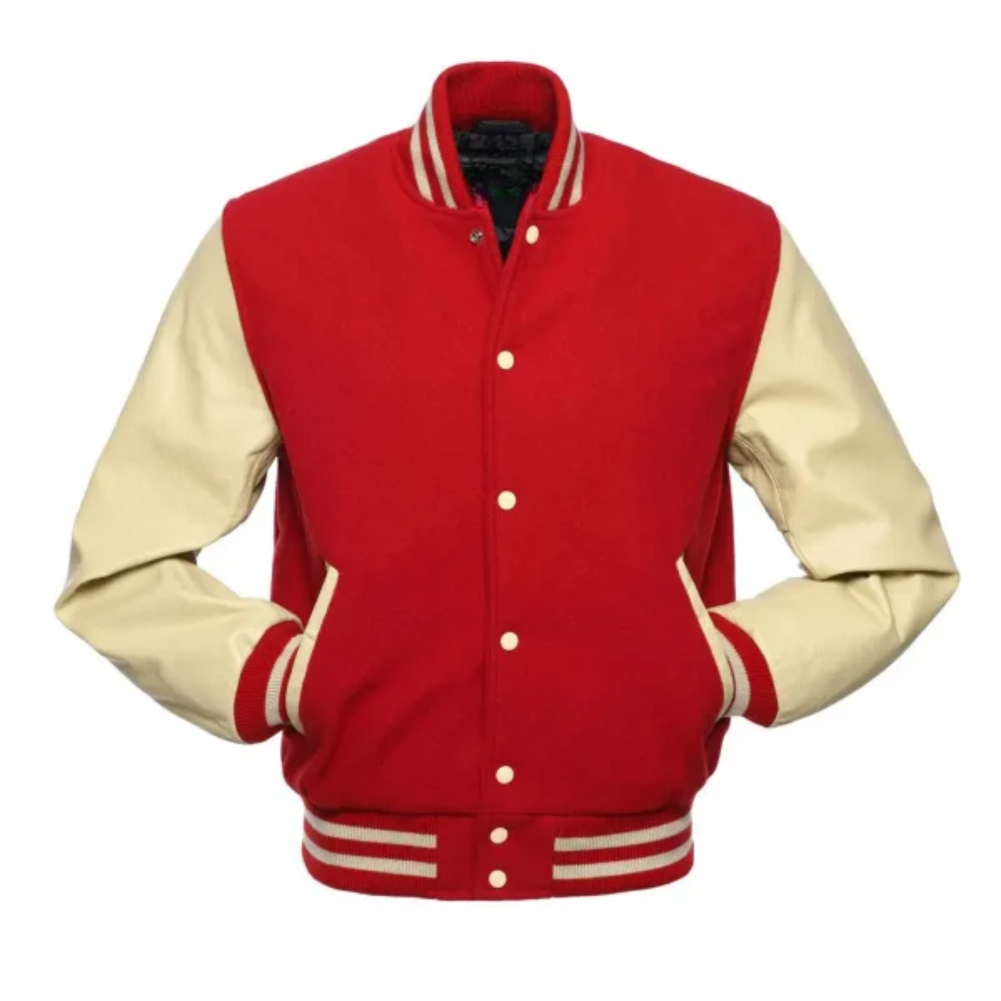 RED WOOL/NATURAL LEATHER  NEW VARSITY JACKET image 0
