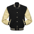 Black Wool Natural Leather New Varsity Jacket image 0