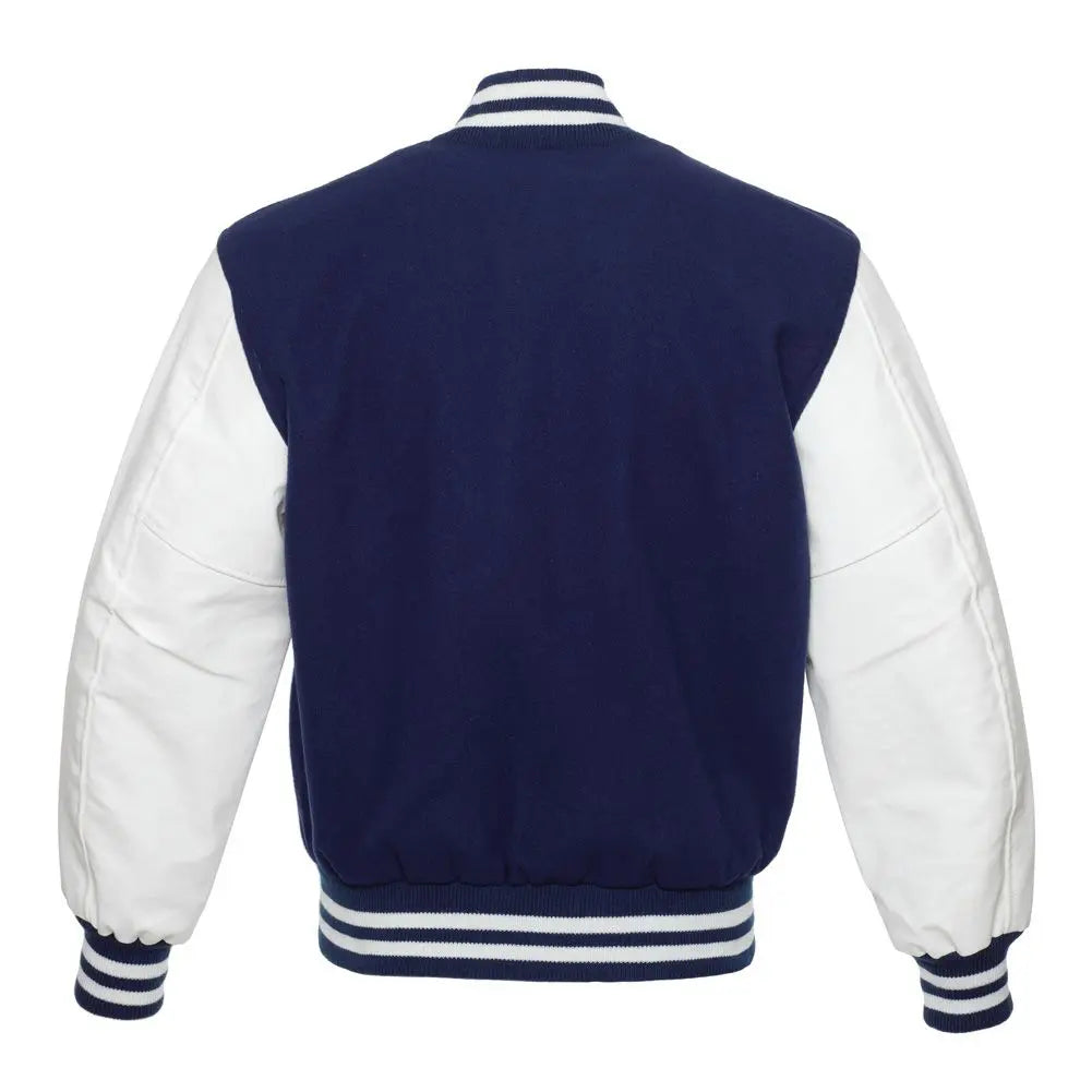 Navy Wool/White Vinyl Leather New Classic Vinyl Varsity Jacket image 3