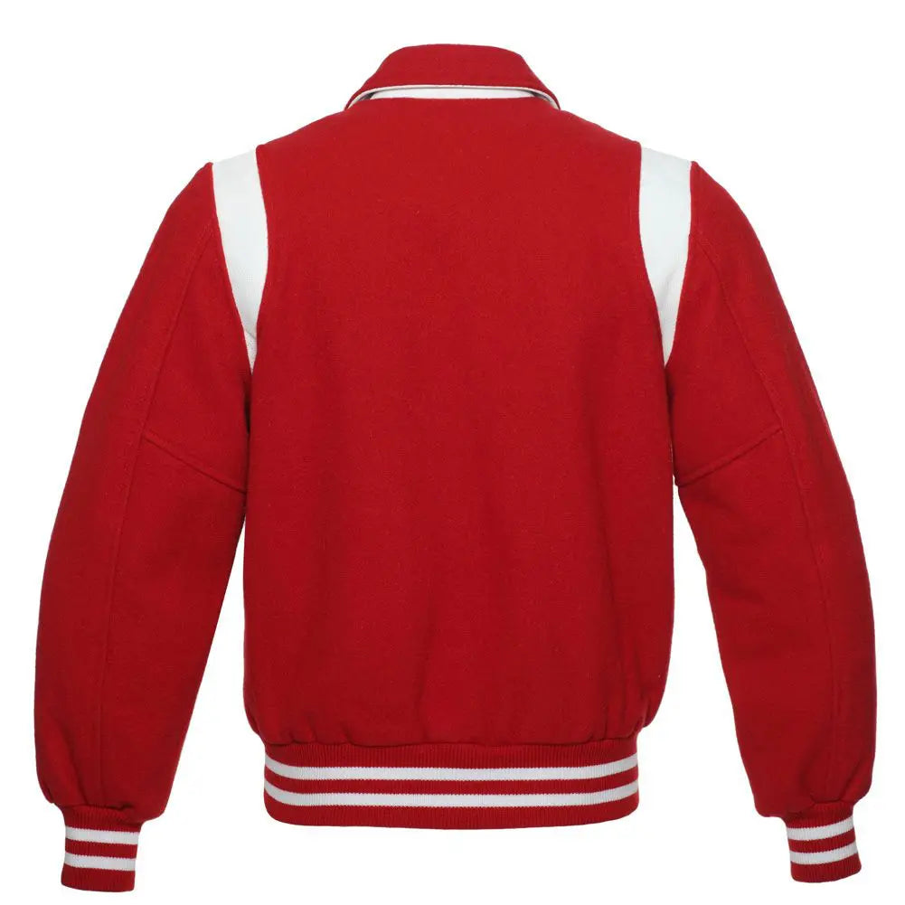 Red Wool/White Leather New Retro Varsity Jackets image 3