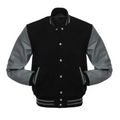 Black Wool Grey Leather New Varsity Jacket image 0