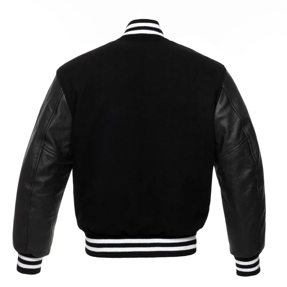 BLACK WOOL/BLACK LEATHER  NEW VARSITY JACKET image 3