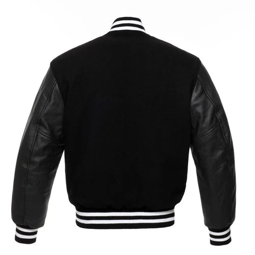 BLACK WOOL/BLACK LEATHER  NEW VARSITY JACKET image 3