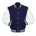 Navy Wool/White Vinyl Leather New Classic Vinyl Varsity Jacket image 0