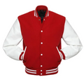 Red Wool/White Vinyl Leather New Classic Vinyl Varsity Jacket image 0