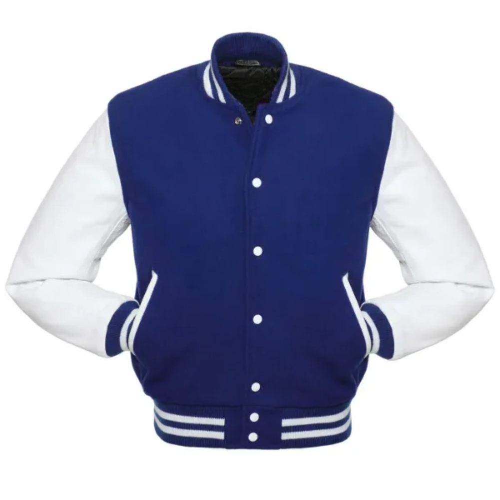 KIDS Royal/White Leather  New Classic Varsity Jacket image 0