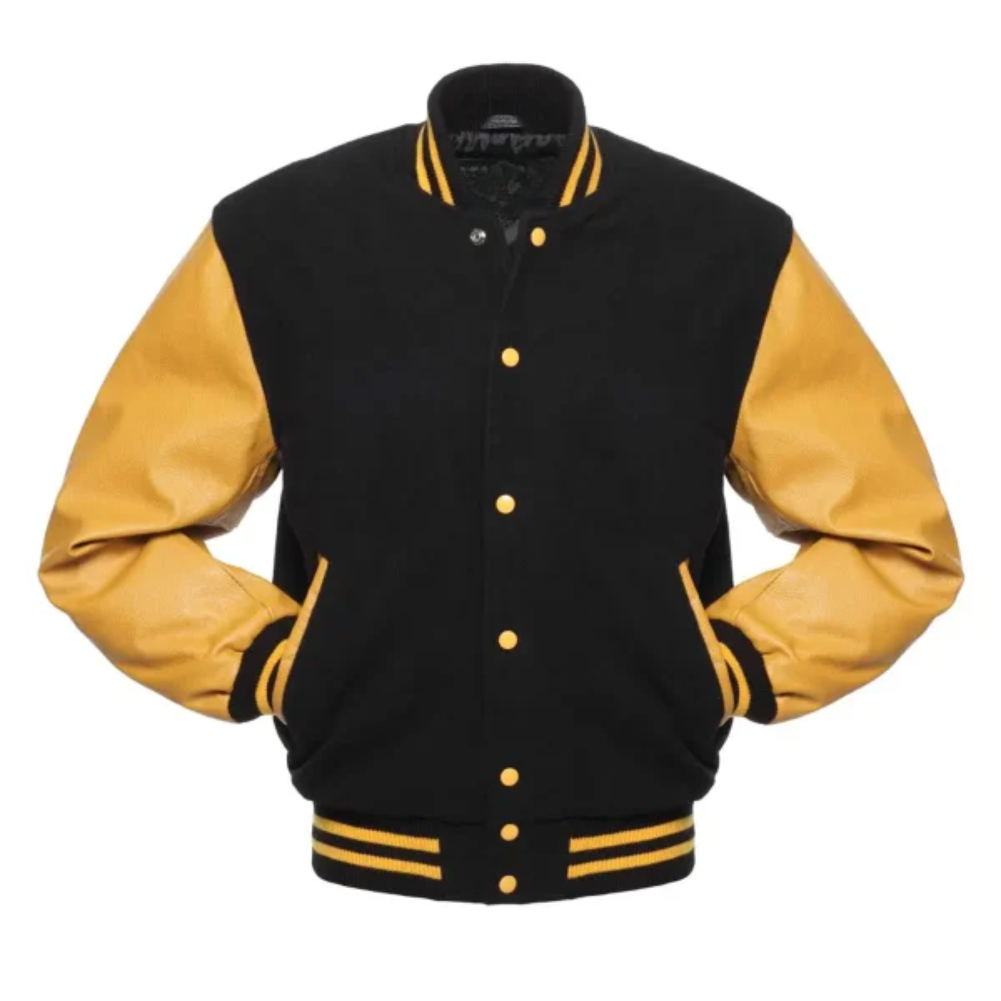 Brown Wool/Gold Leather New Varsity Jacket image 0