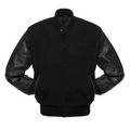 Black Wool Black Leather New Varsity Jacket image 0