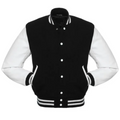Kids Black/White Leather  New Classic Varsity Jacket image 0