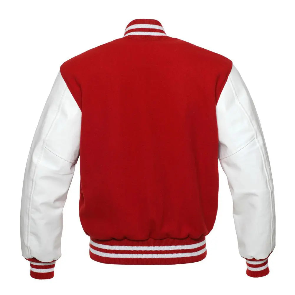 Red Wool/White Vinyl Leather New Classic Vinyl Varsity Jacket image 3