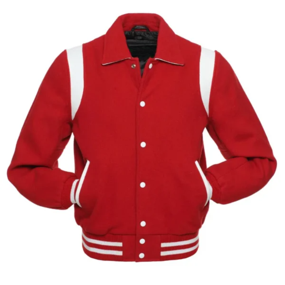 Red Wool/White Leather New Retro Varsity Jackets image 0
