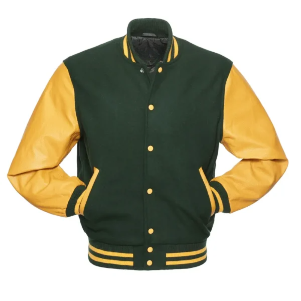 FOREST WOOL/GOLD LEATHER NEW VARSITY JACKET image 0