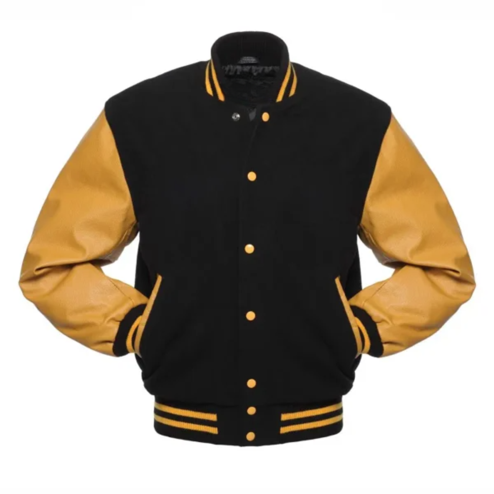 BLACK WOOL/GOLD LEATHER  NEW VARSITY JACKET image 0