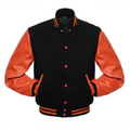 BLACK WOOL/ORANGE LEATHER  NEW VARSITY JACKET image 0