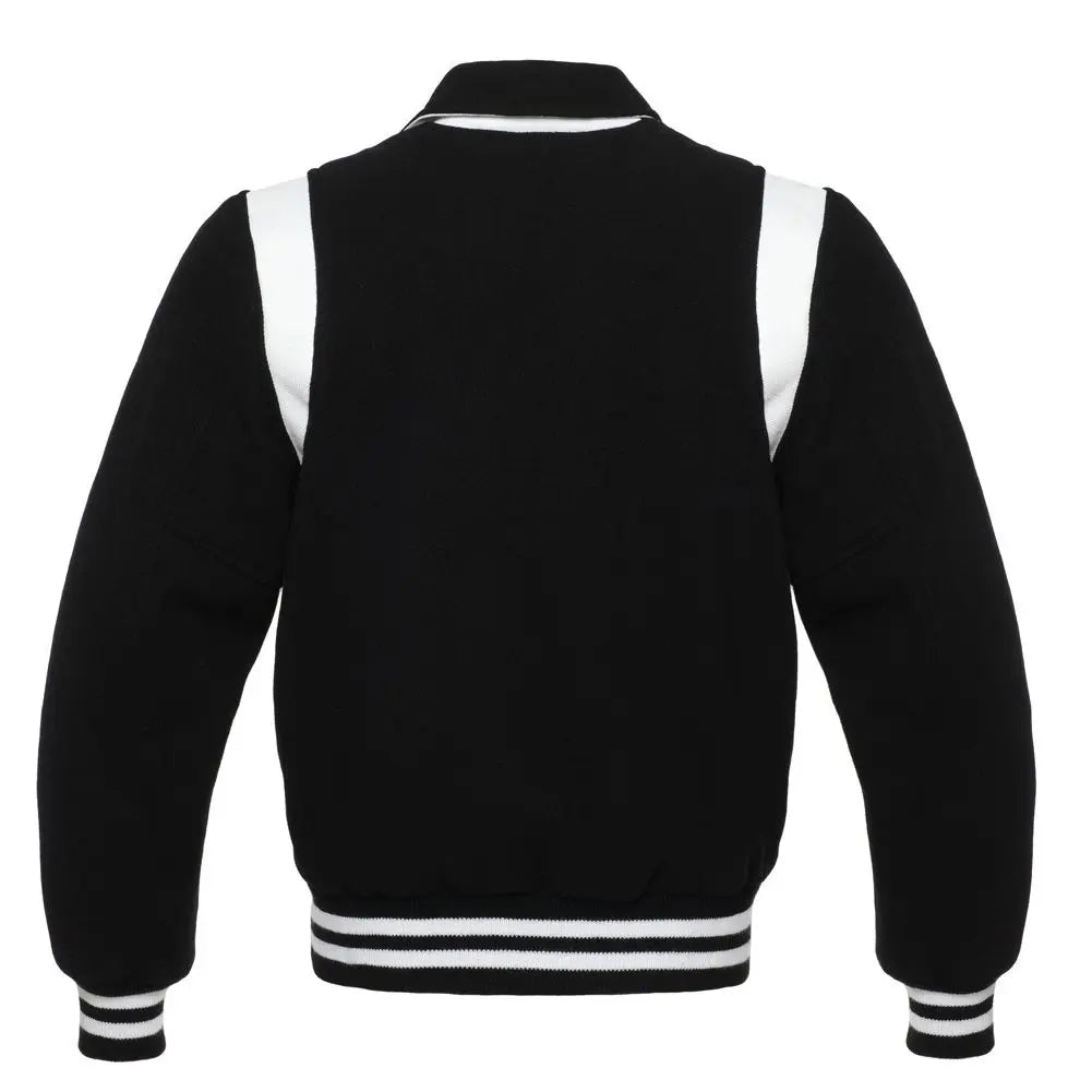 BLACK WOOL/WHITE Leather New Retro Varsity Jacket image 3