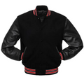 Black Wool Black Leather New Varsity Jacket image 0