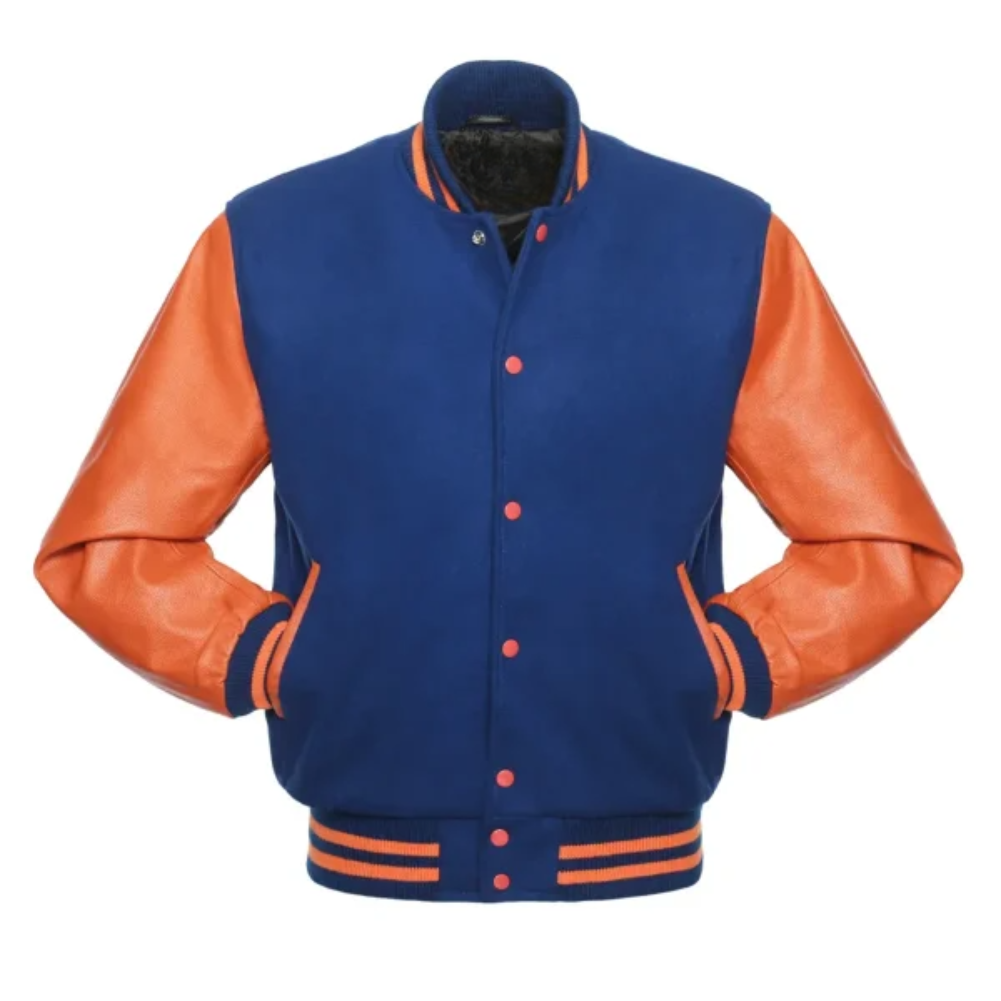 ROYAL WOOL/ORANGE LEATHER  NEW VARSITY JACKET image 0