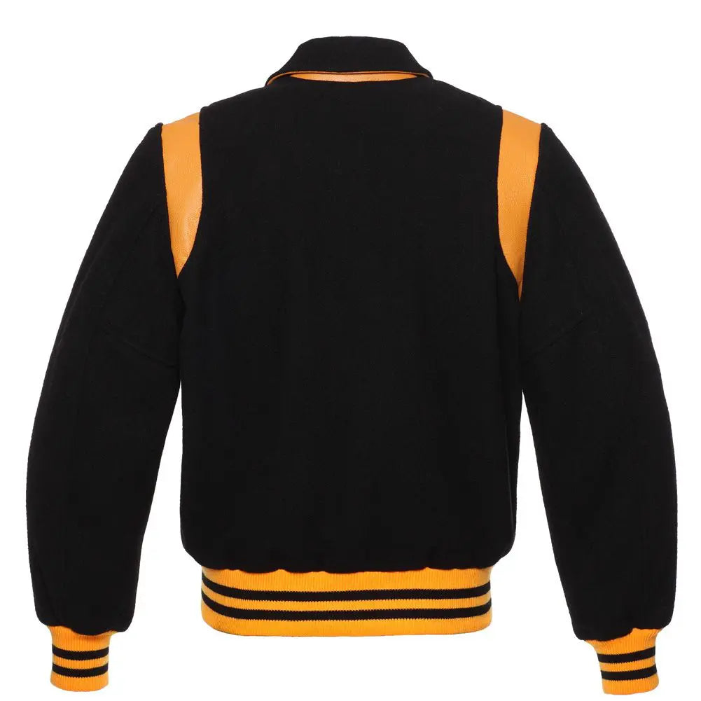 Black Wool/Gold Leather New Retro Varsity Jacket image 3