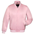 Satin Pink/White Leather New Satin Varsity Jacket image 0