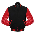 Black Wool Red Leather New Varsity Jacket image 0