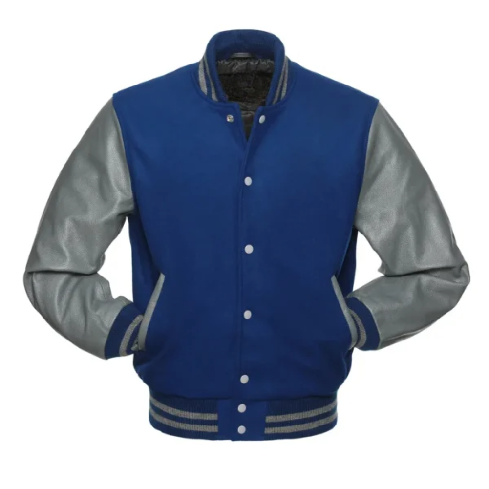 Royal Wool/Grey Leather New Varsity Jacket image 0
