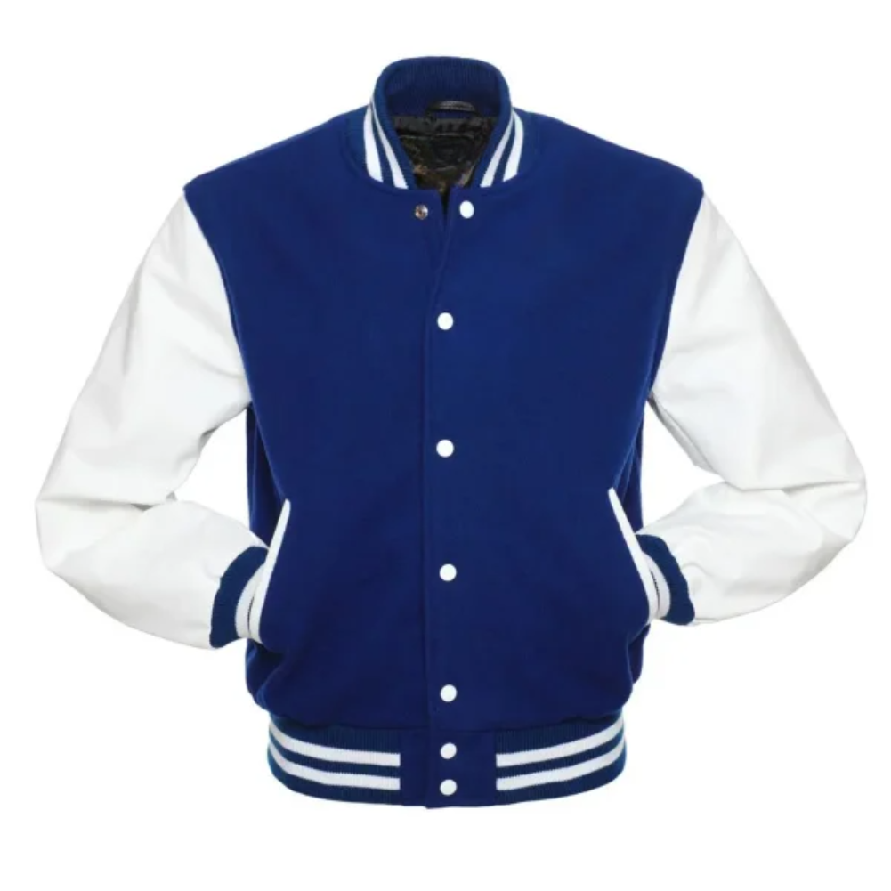 Royal Wool/White Vinyl Leather New Classic Vinyl Varsity Jacket image 0