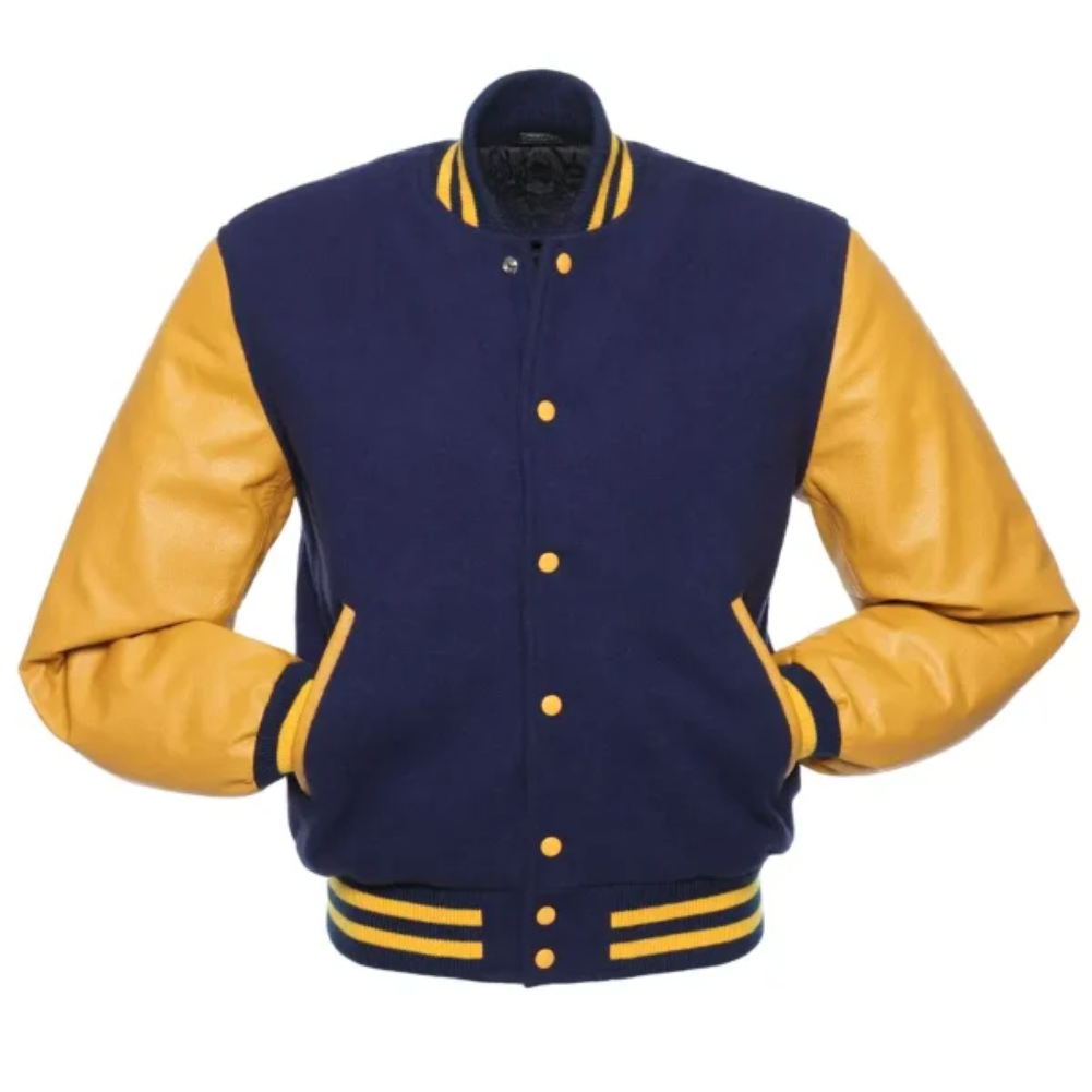 NAVY WOOL/GOLD LEATHER  NEW VARSITY JACKET image 0