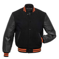 Black Wool Black Leather New Varsity Jacket image 0