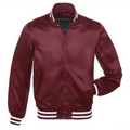 Satin Maroon/White Leather New Satin Varsity Jacket image 0