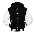 Black Wool/White Leather New Hoddie Varsity Jacket image 0
