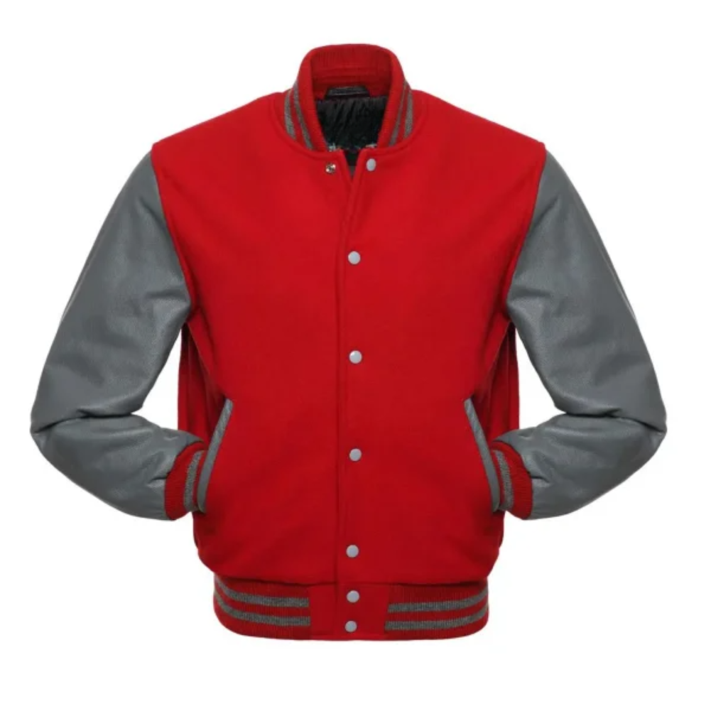 RED WOOL/GREY LEATHER  NEW VARSITY JACKET image 0