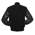 Black Wool/Black Vinyl Leather New Classic Vinyl Varsity Jacket image 0